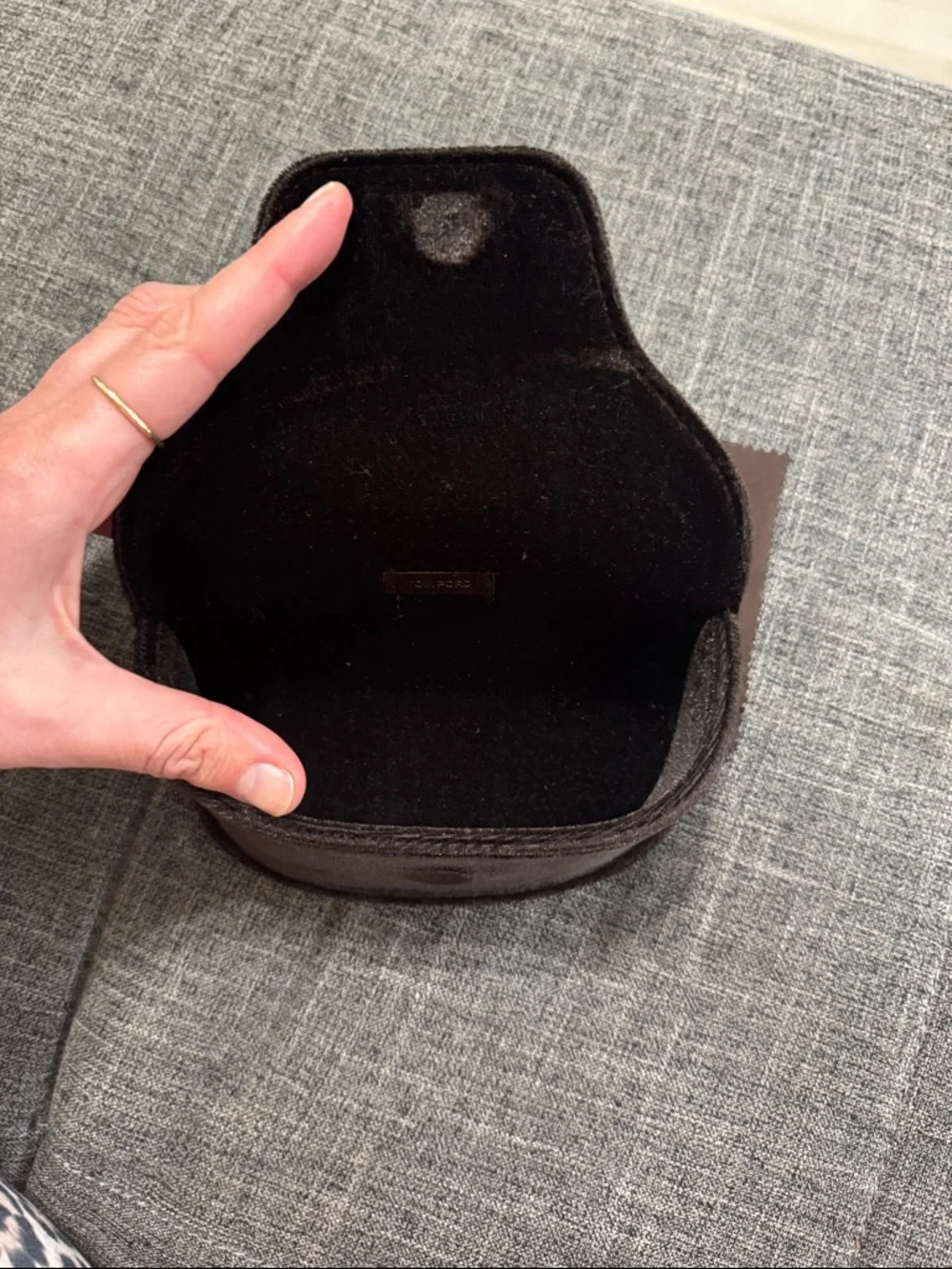 Tom Ford Velvet Sunglasses Case Brown w/ Cleaning Cloth